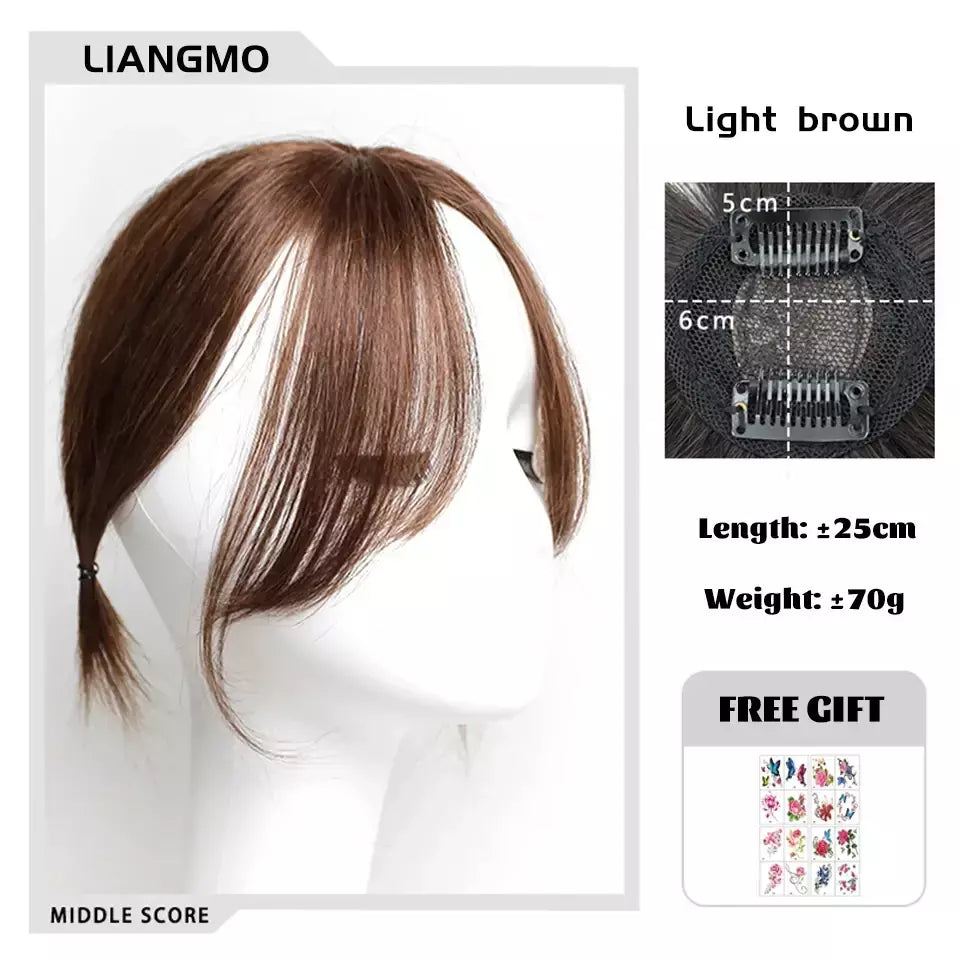 Lm fino 3d ar franja de cabelo em linha reta puro franja clipe em extensões de cabelo topper franja 3d invisível sem costura cabeça peruca de cabelo
