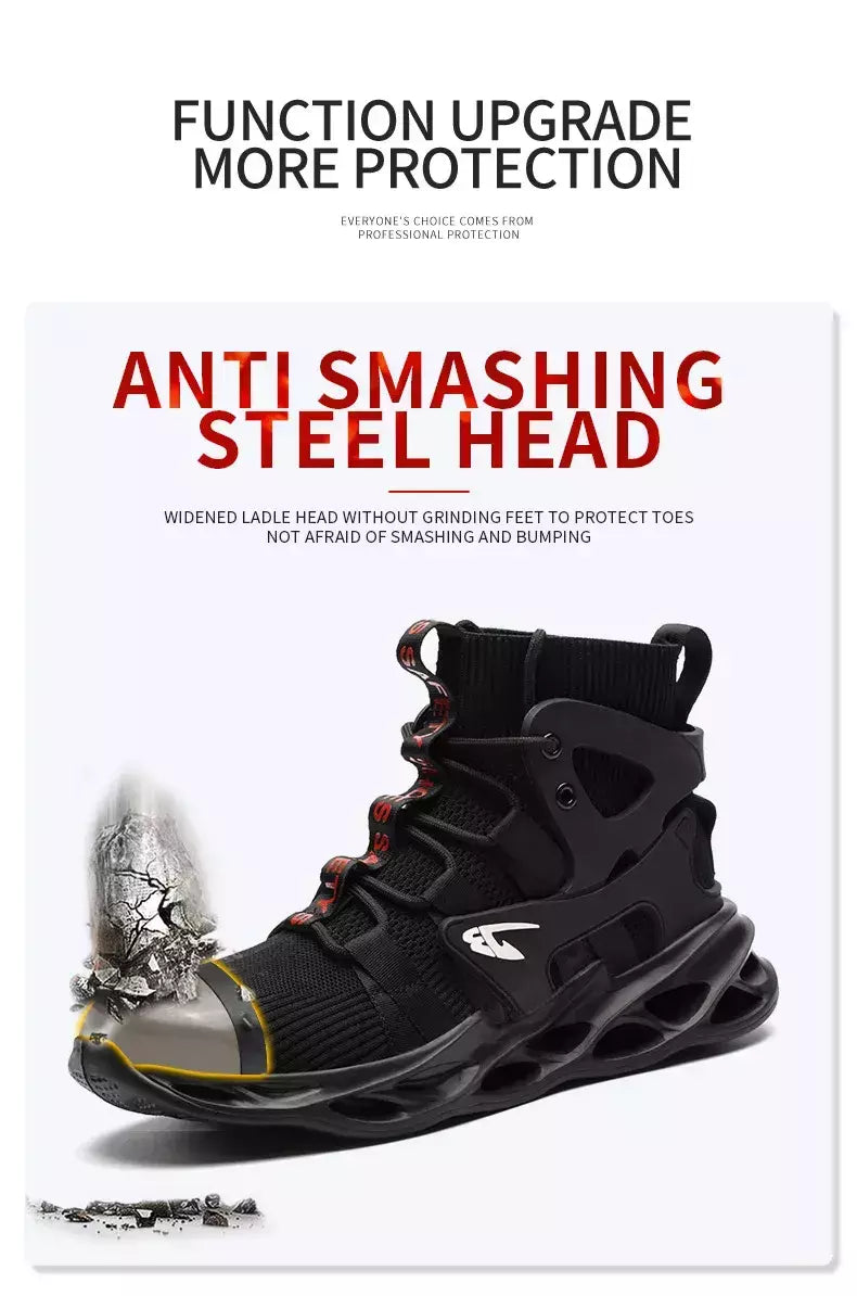 Tênis masculinos leves à prova de punção, sapatos de aço, botas indestrutíveis