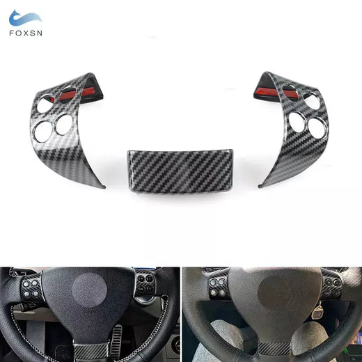 Para vw golf 5 mk5 passat b6 jetta mk5 tiguan abs textura de fibra carbono interior painel volante capa guarnição acessórios preto