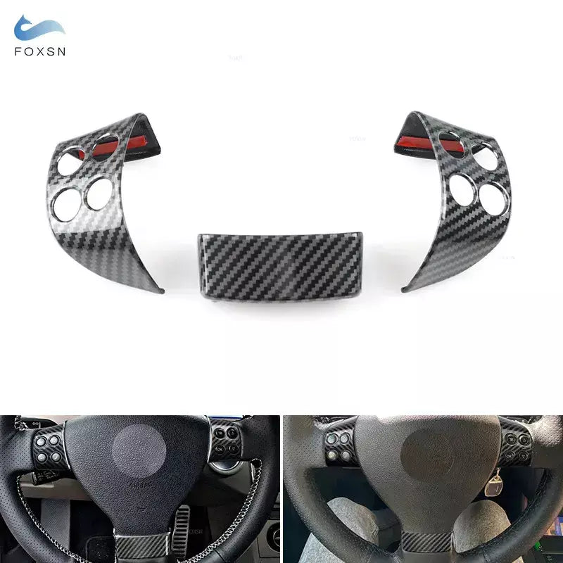 Para vw golf 5 mk5 passat b6 jetta mk5 tiguan abs textura de fibra carbono interior painel volante capa guarnição acessórios preto