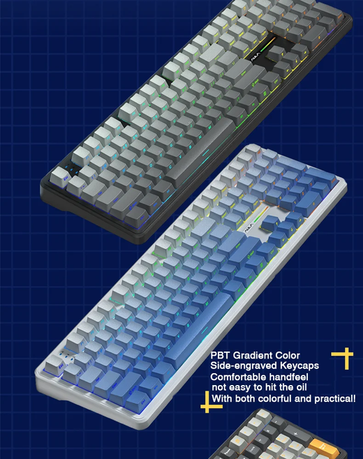 Teclado AULA F108 100% Layout 1K Taxa de pesquisa Mecânico Teclado para jogos Interruptor linear permutável quente com software macro