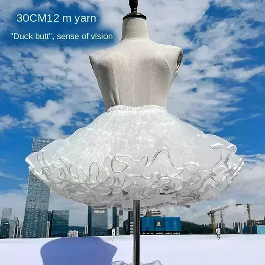 Anágua com babados multi-camadas para mulheres, saia bolha fofa, saia crinolina, sem aro, sem desossada Lolita Puffy Mini Skirt