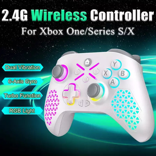 Controlador para xbox one s/x/série x/s/pc sem fio 2.4g gamepad 6 eixos vibração efeito hall vídeo game alça de controle remoto