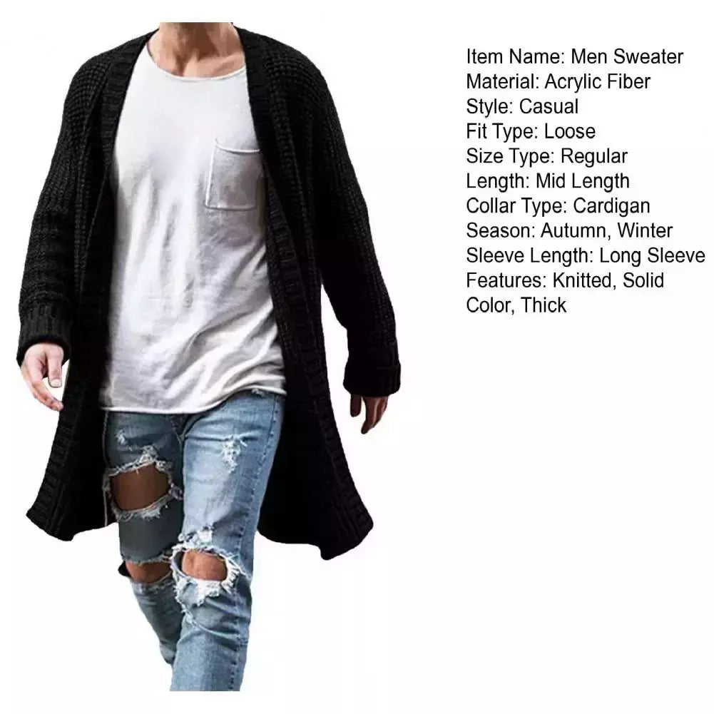 Cardigã de malha de algodão masculino, suéteres finos de manga comprida, outwear masculino monocromático, casaco quente, moda casual, novo, outono, inverno