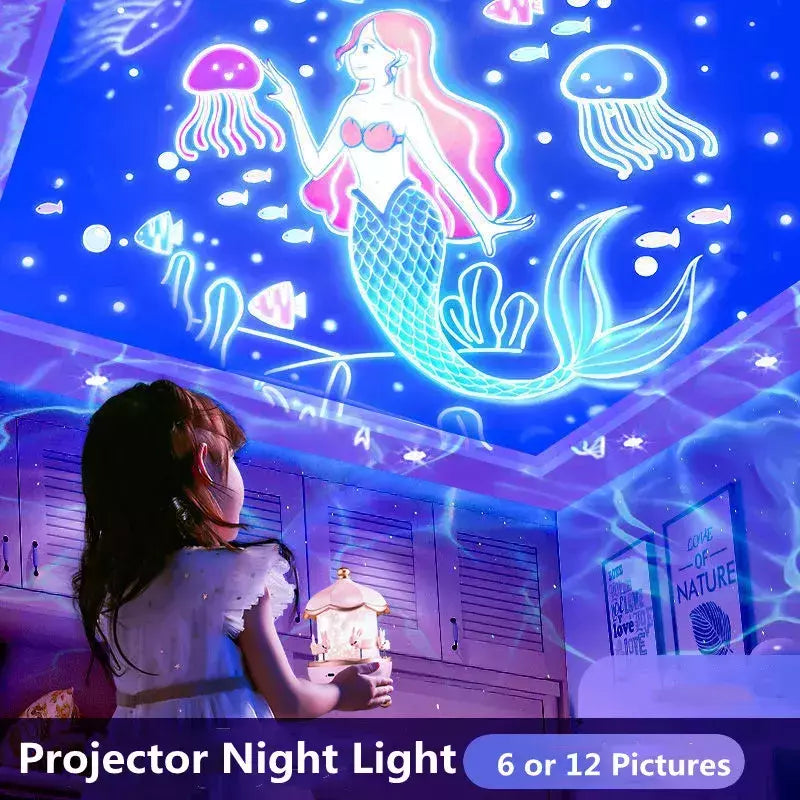 Luz noturna estrelada do projetor, céu giratório, lâmpada da lua, lâmpada da galáxia, decoração do quarto do repouso, luzes do Natal para miúdos, presente