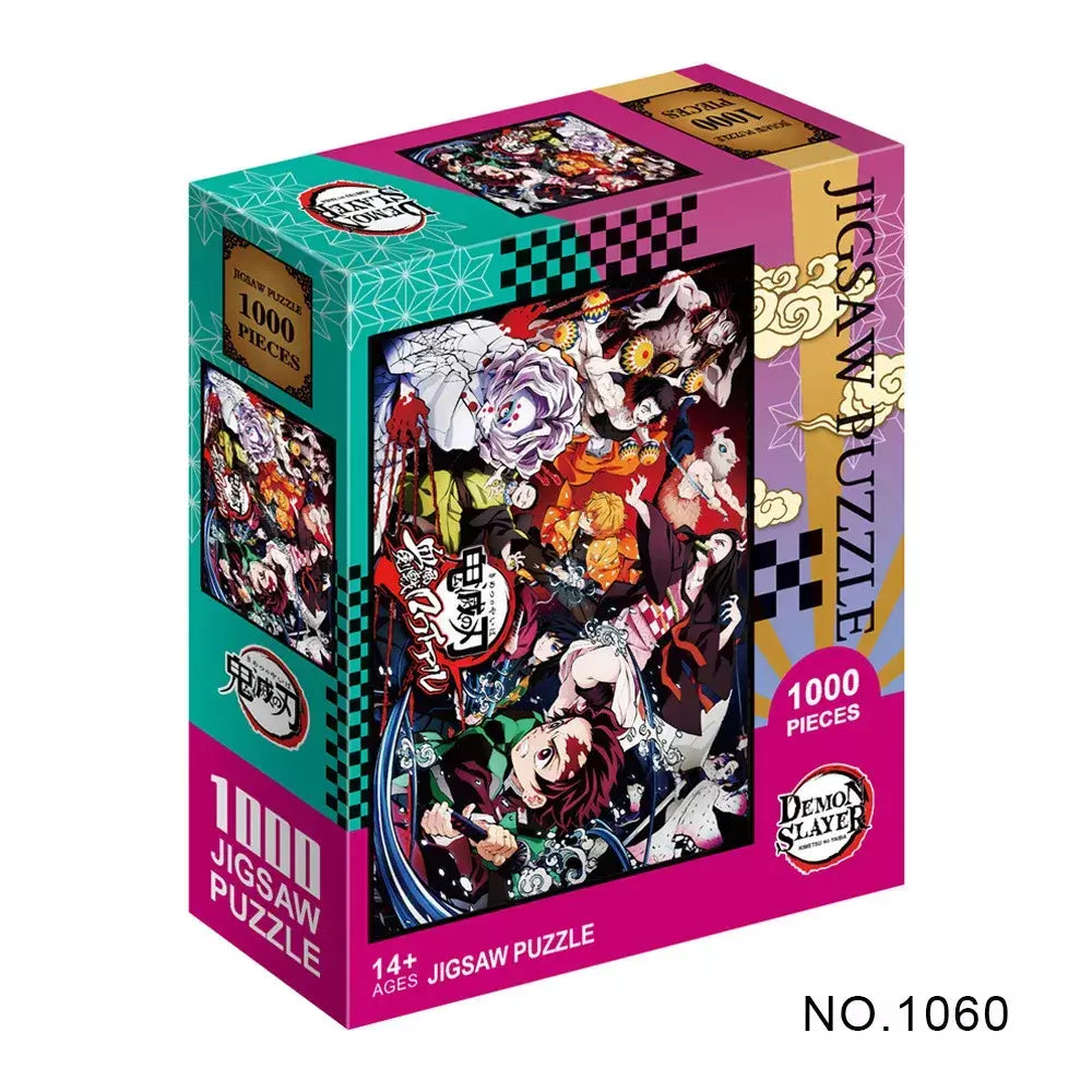 500/1000 peças quebra-cabeças para adultos demon slayer anime japonês série kimetsu dos desenhos animados crianças brinquedos educativos iluminar presentes