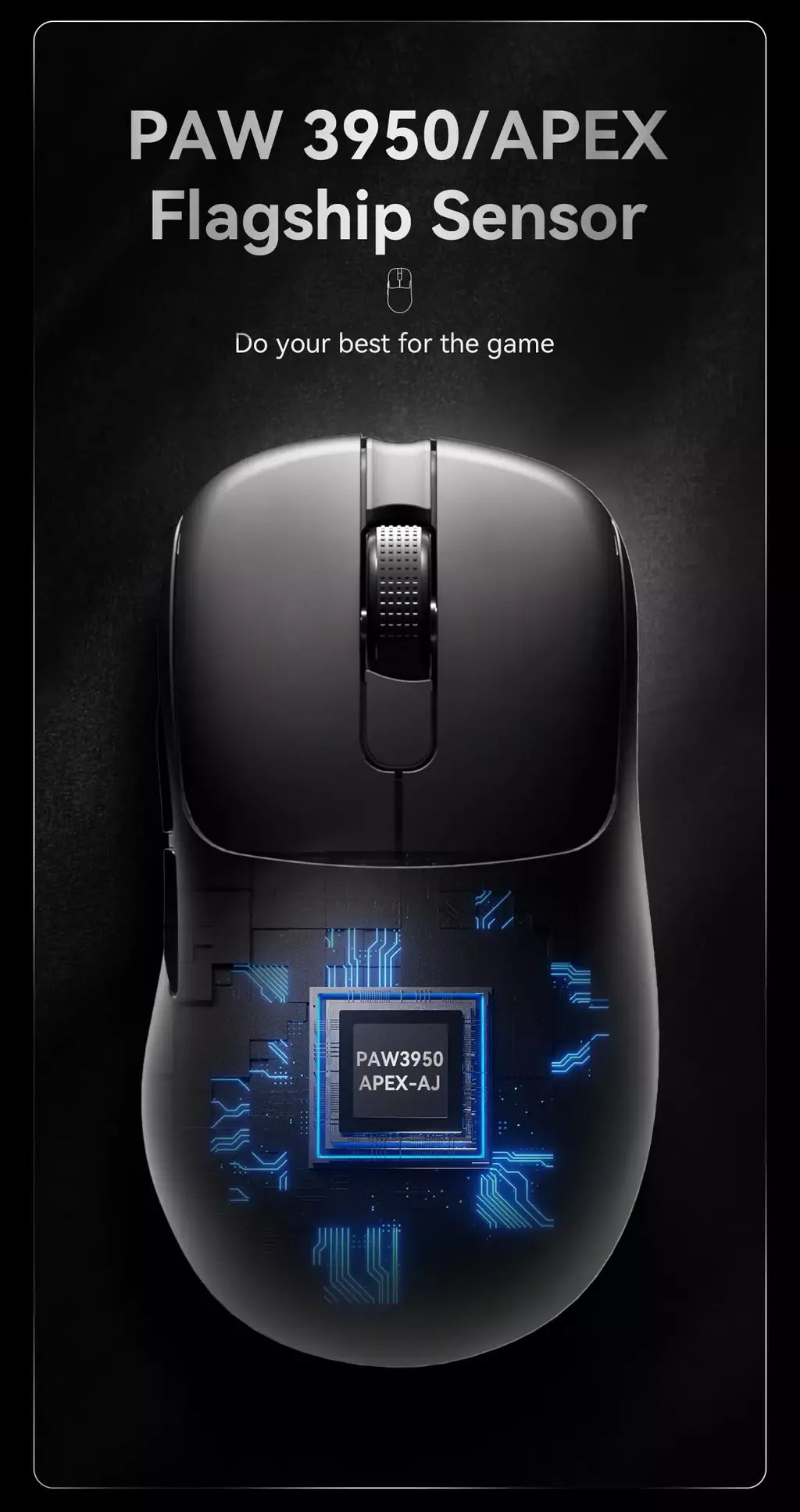 Ajazz AJ179 Apex PAW3950 Mouse para jogos sem fio com base de carregamento RGB, mouse macro para computador gamer, mouse ergonômico leve para PC