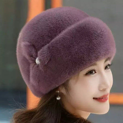 Chapéu de pele quente feminino, moda inverno, cabelo inteiro de vison, boina, maré, Kanye, Gorras Cap, mãe