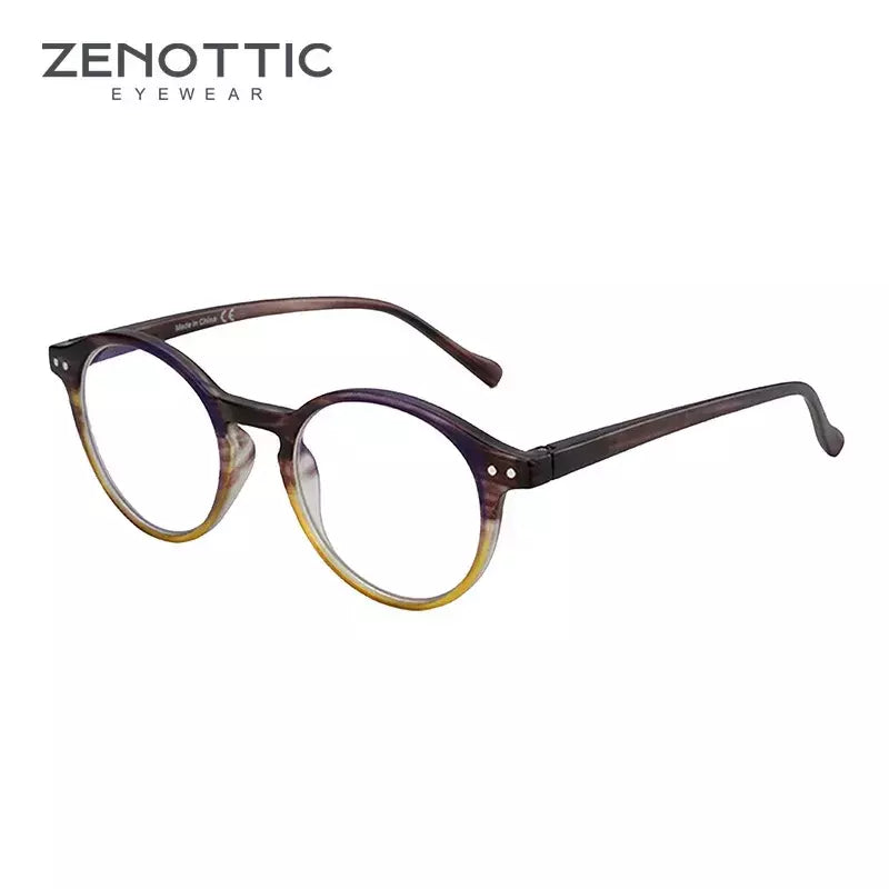 Zenottic 2024 retro óculos de leitura anti luz azul bloqueando leitores moda leve óculos feminino masculino dioptria 0 a 4.0