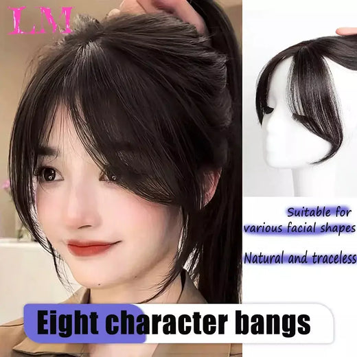 Lm fino 3d ar franja de cabelo em linha reta puro franja clipe em extensões de cabelo topper franja 3d invisível sem costura cabeça peruca de cabelo