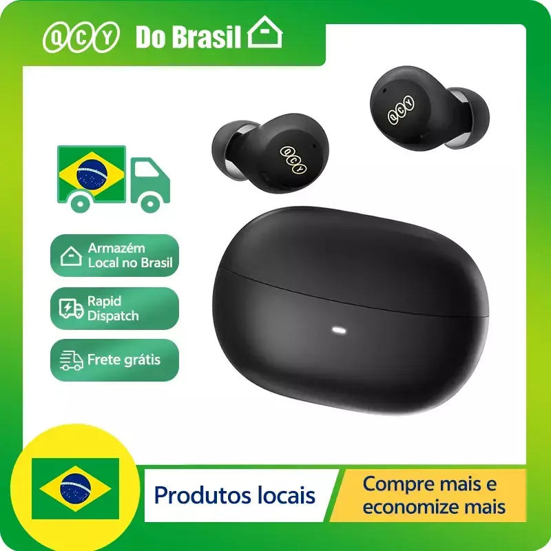 QCY-HT07 ANC Fones De Ouvido Sem Fio, Auscultadores HiFi, Cancelamento de Ruído, Earbuds TWS, 6 Microfone, Chamada AI HD, Reprodução 32H, 40dB, Bluetooth 5.2