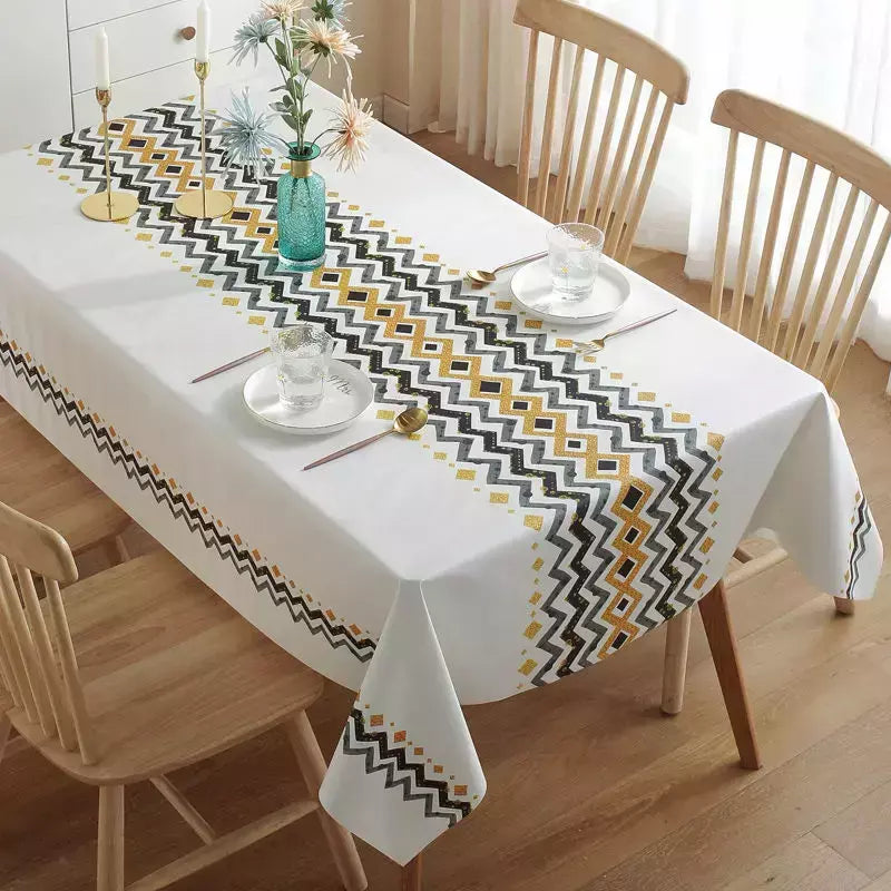 Impermeável Retangular Poliéster Toalha De Mesa, Padrão De Estilo Conciso, Decoração De Casa Moderna, Cozinha, Sala De Estar, Festa De Casamento