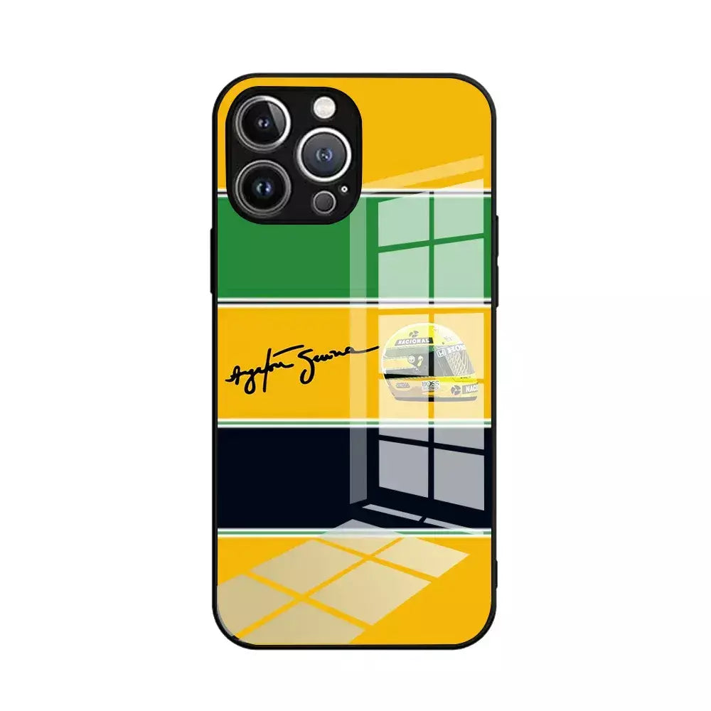 Ayrton Senna F1 Capa de telefone para iPhone 16 16e 15 14 13 12 Mini 11 Pro XS Max XR X SE 2022 8 7 Plus Moldura de silicone macio de vidro