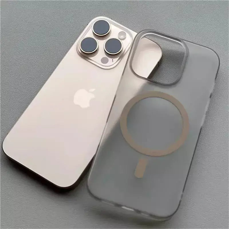 1.0mm ultra fino fosco duro pc translúcido caso para iphone 17 16 15 14 13 12 pro max magsafe magnético carga sem fio capa