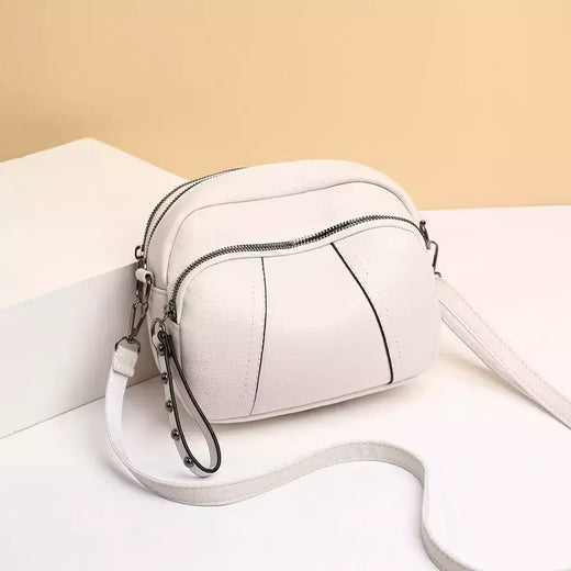 Cor sólida elegante rebite zíper bolsa de telefone móvel feminino simples cou