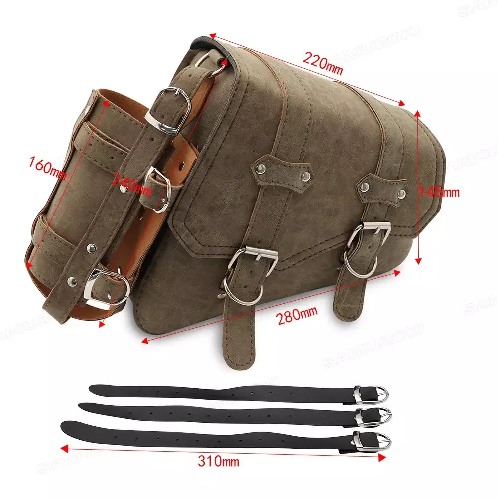 Bolsa de selim lateral de couro pu para motocicleta, adequada para harley sportster xl 883 1200 chopper cruiser cafe racer softail bobber