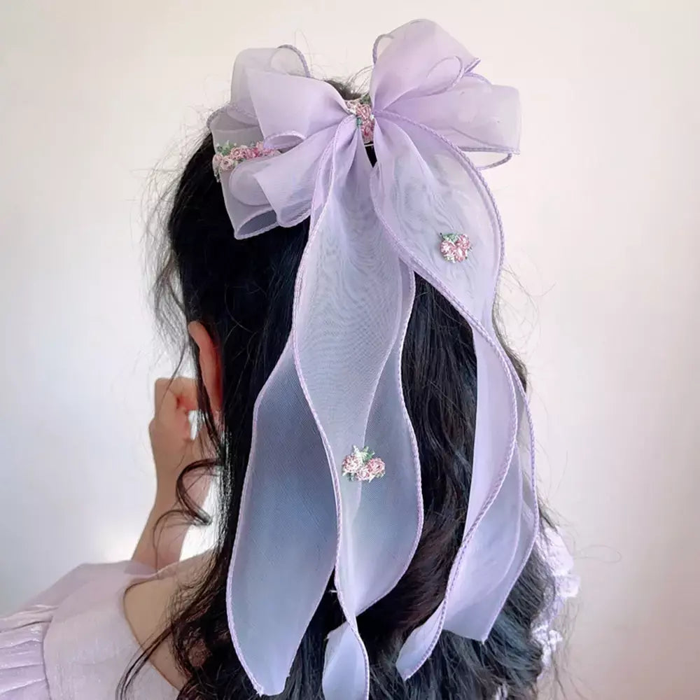 Coreano crianças trançado hairpin bordado floral acessórios de cabelo princesa menina rabo de cavalo cocar clipe superior para crianças