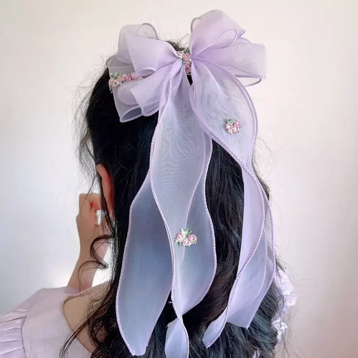 Coreano crianças trançado hairpin bordado floral acessórios de cabelo princesa menina rabo de cavalo cocar clipe superior para crianças