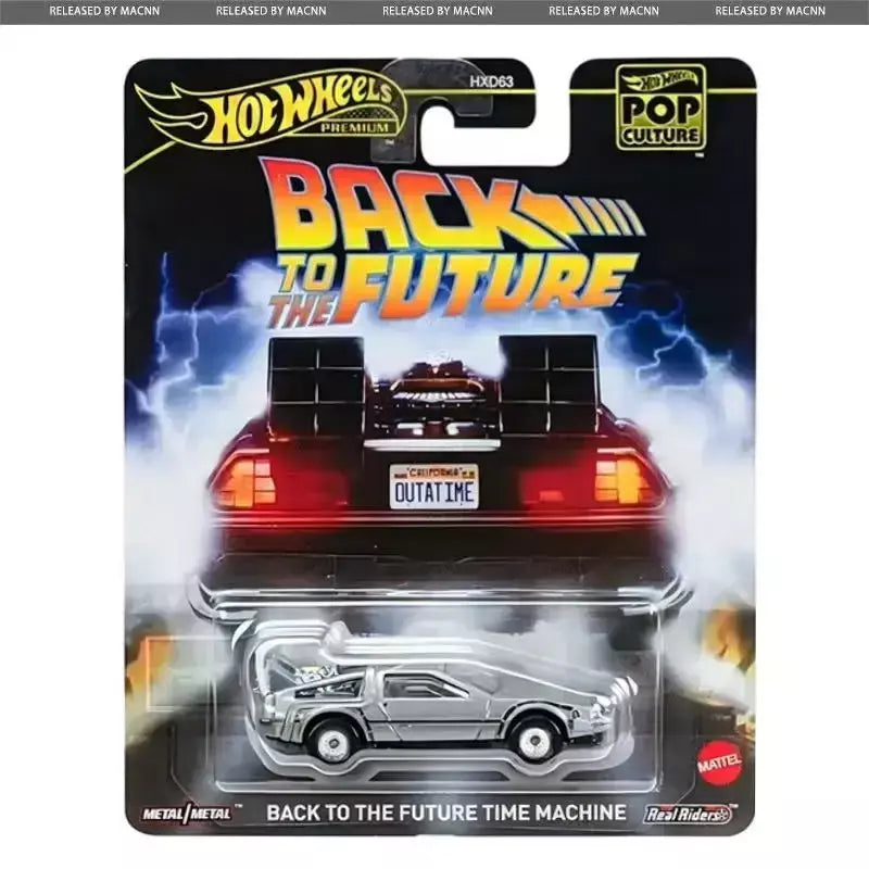 Original hot wheels premium carro cultura pop de volta para o futuro brinquedos para meninos 1/64 diecast time machine ford super de luxo presente