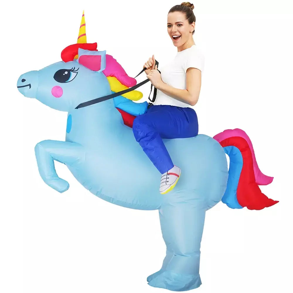 Vestuário colorido unicórnio animal trajes infláveis terno anime purim halloween carnaval festa cosplay traje para crianças adultas