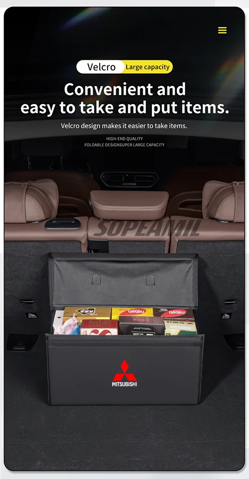 Para mitsubishi outlander pajero asx colt lancer l200 triton RalLIART caixa organizadora de porta-malas de carro caixa traseira estiva arrumação saco de armazenamento