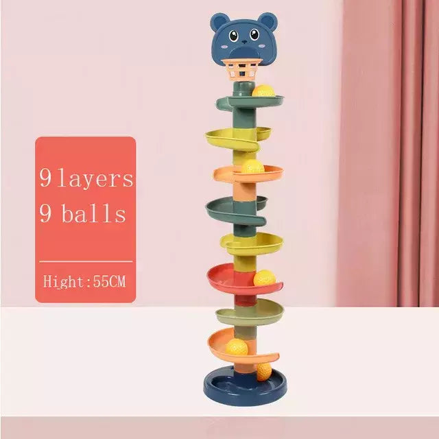 Montessori Rolling Ball para crianças, Jogos educativos para bebês, Stacking Track, Baby Development Toys