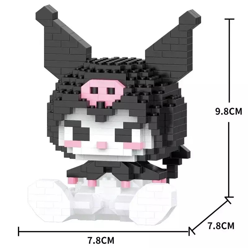* Sanrio anime olá kitty minha melodia cinnamoroll pompompurin kuromi amigos blocos de construção tijolos menina crianças brinquedo do miúdo presente conjunto