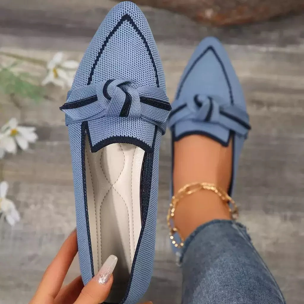 Mocassins femininos de malha, tênis de caminhada casual, tênis respirável, cor sólida confortável, dedo do pé apontado, novo, 2022, 2024