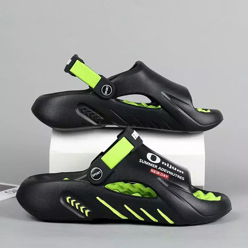 Sandel chinelos de couro genuíno masculino, sandálias casuais, sapatos de verão, slipers, tendência, 2021