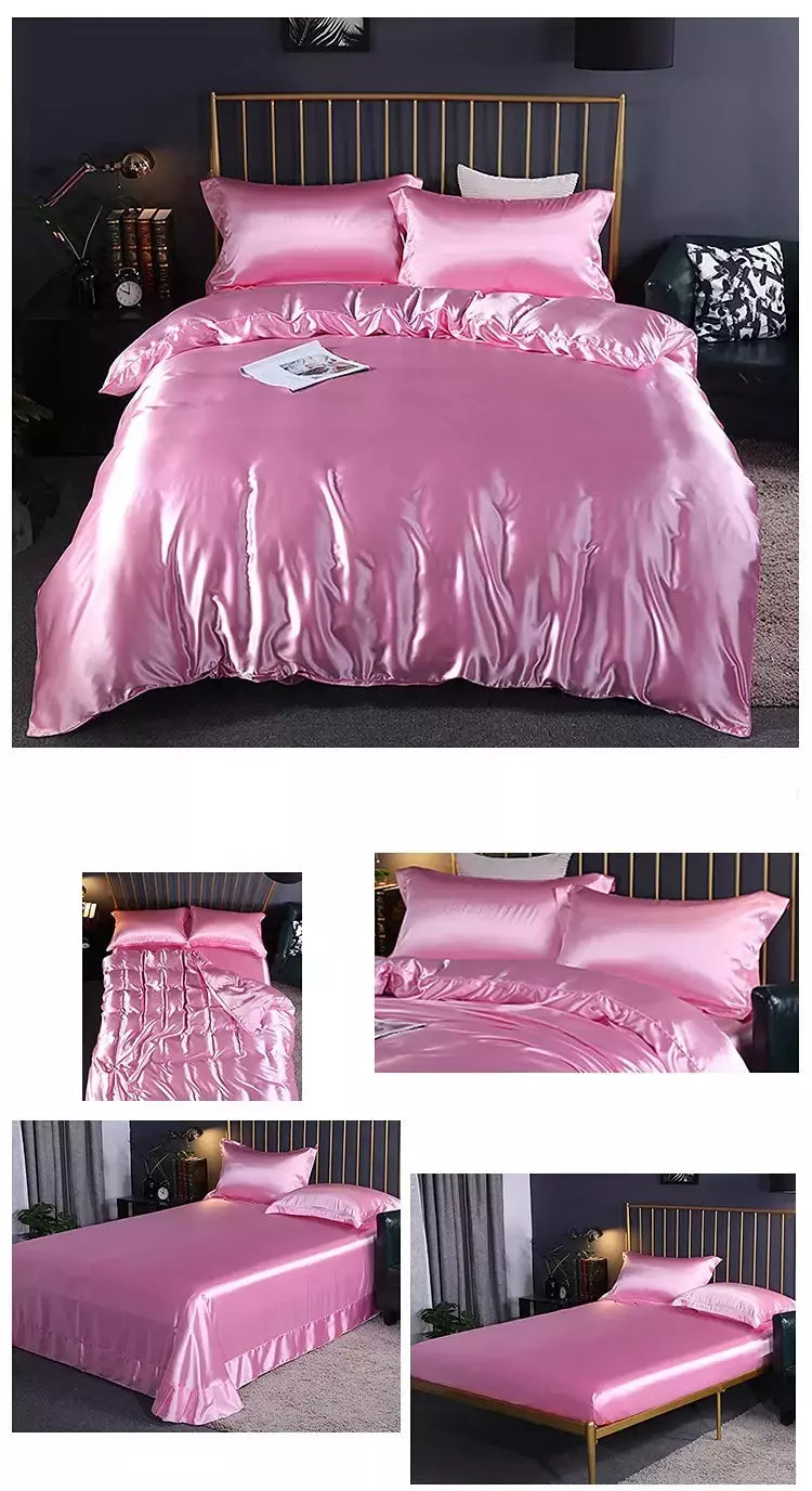 Conjunto De Cama De Luxo Com Capa De Edredão, 100% Seda, Duplo King e Queen Size, Conjuntos De Roupa De Cama, Kit De Capa De Cama, 4PCs