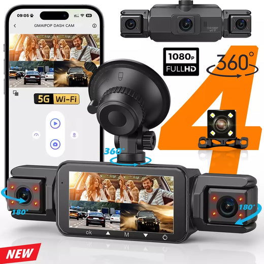 Dashcam para carros 4 canais caixa preta wifi câmera de condução fhd 1080p visão noturna gravação em loop adicionar kit de fio rígido acessórios do carro