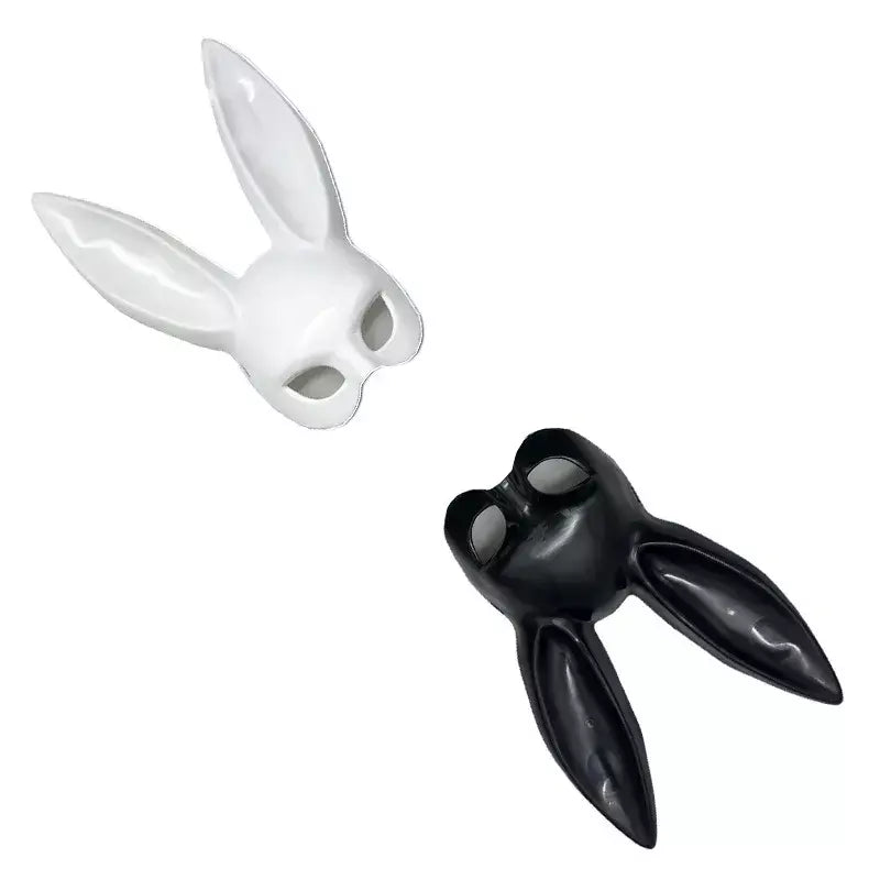 1 pçs preto branco coelho máscara festa de halloween decoração festa orelhas longas coelho máscara traje cosplay ?