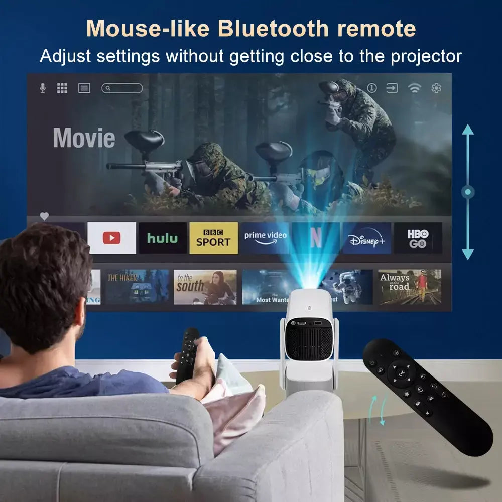 Salange 4K Projetor K2 Smart Android 11.0 Bateria embutida Alto-falante Bluetooth WIFI Foco automático Correção Keystone Estilo livre para Samsung iPhone Android Celular Viagem Projetor de filmes ao ar livre