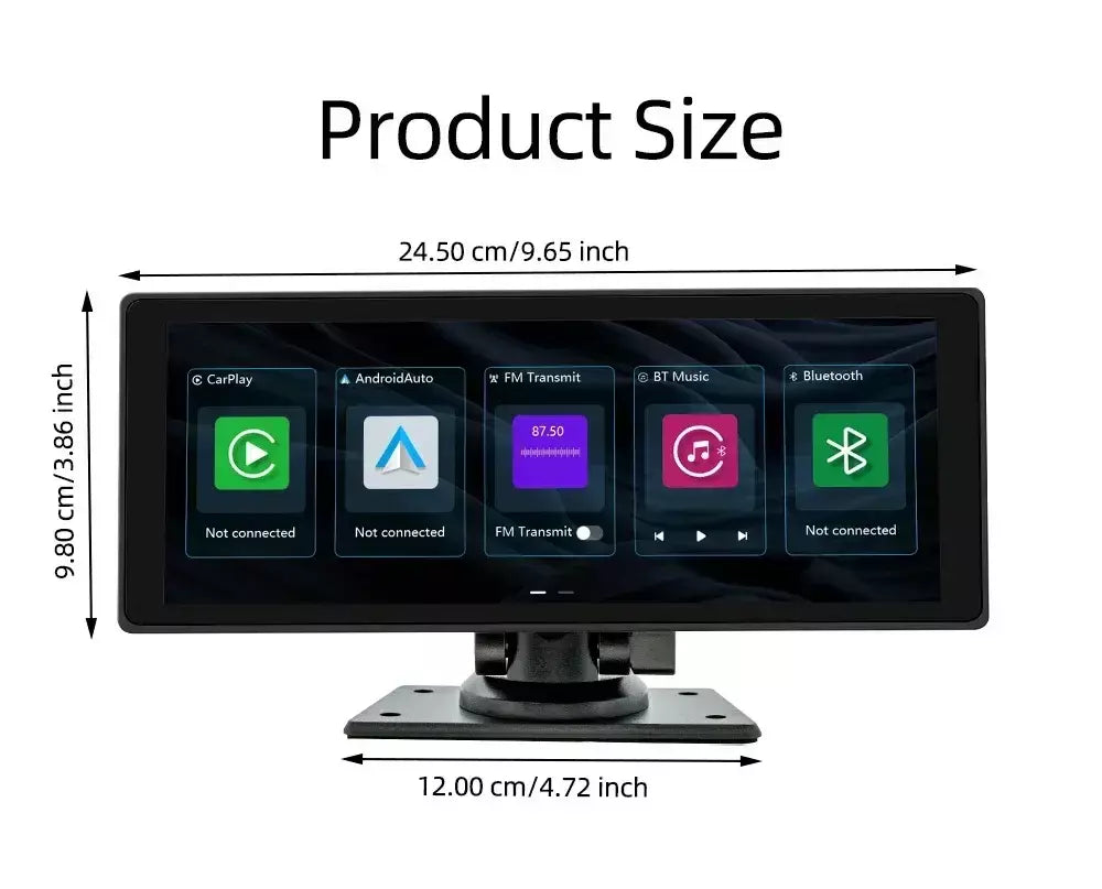 Bqcc 10.26 Polegada portátil sem fio carplay tela hd câmera de ré traseira rádio do carro dvr mp5 multimídia player vídeo android auto