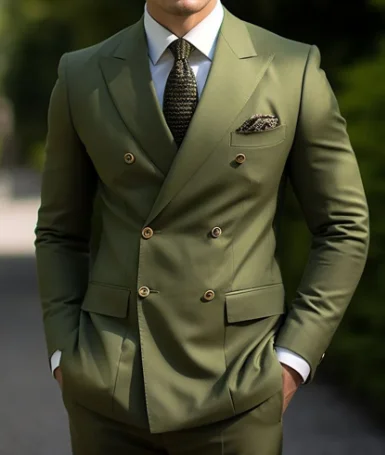 Ternos marrons slim fit de 2 peças para homens, trespassado duplo, lapela Peaked, blazer formal, jaqueta e calça, sob medida, alta qualidade