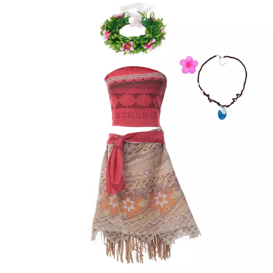 Meninas roupa cosplay traje das crianças festa vestido de princesa verão casual praia vestido colar peruca conjunto vestidos de festa para meninas