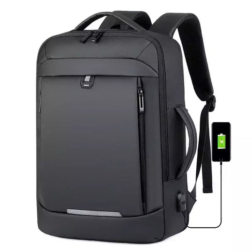 Expansível Mochila Laptop Impermeável, Bolsa de Negócios Masculina, Mochilas de Trabalho Multifuncionais, Saco Preto para Notebook, 16 17 "Carregamento