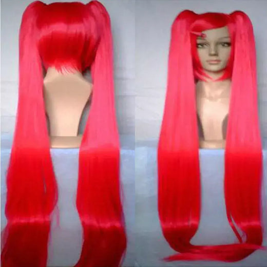 Hairjoy cabelo sintético longo reto verde peruca cosplay com 2 clipes em rabos de cavalo vocaloid hatsune miku traje peruca