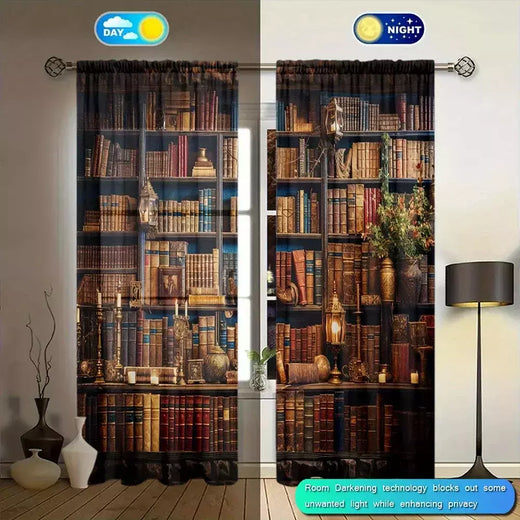 Idade Média Cortina impressa para Home Decor, tratamento janela de bolso, quarto, escritório, cozinha, sala de estar, haste, 2pcs