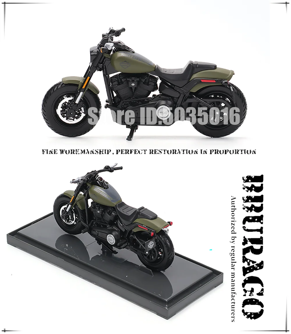 Maisto 1:18 Harley-Davidson Motocicleta 2022 Road King 2022 Fat Bob 114 Liga Modelo de Motocicleta Coleção de Carros de Brinquedo