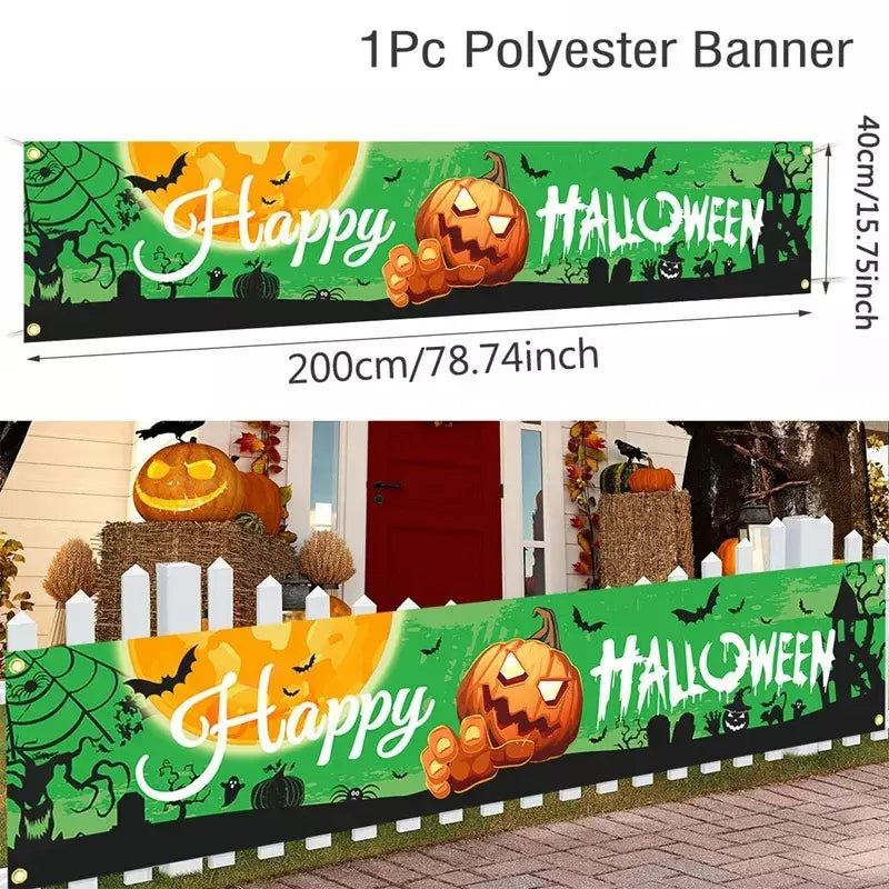Fantasma halloween abóbora banner retro festa de halloween sinais banner decorações cerca quintal varanda sinal ao ar livre decorações terror