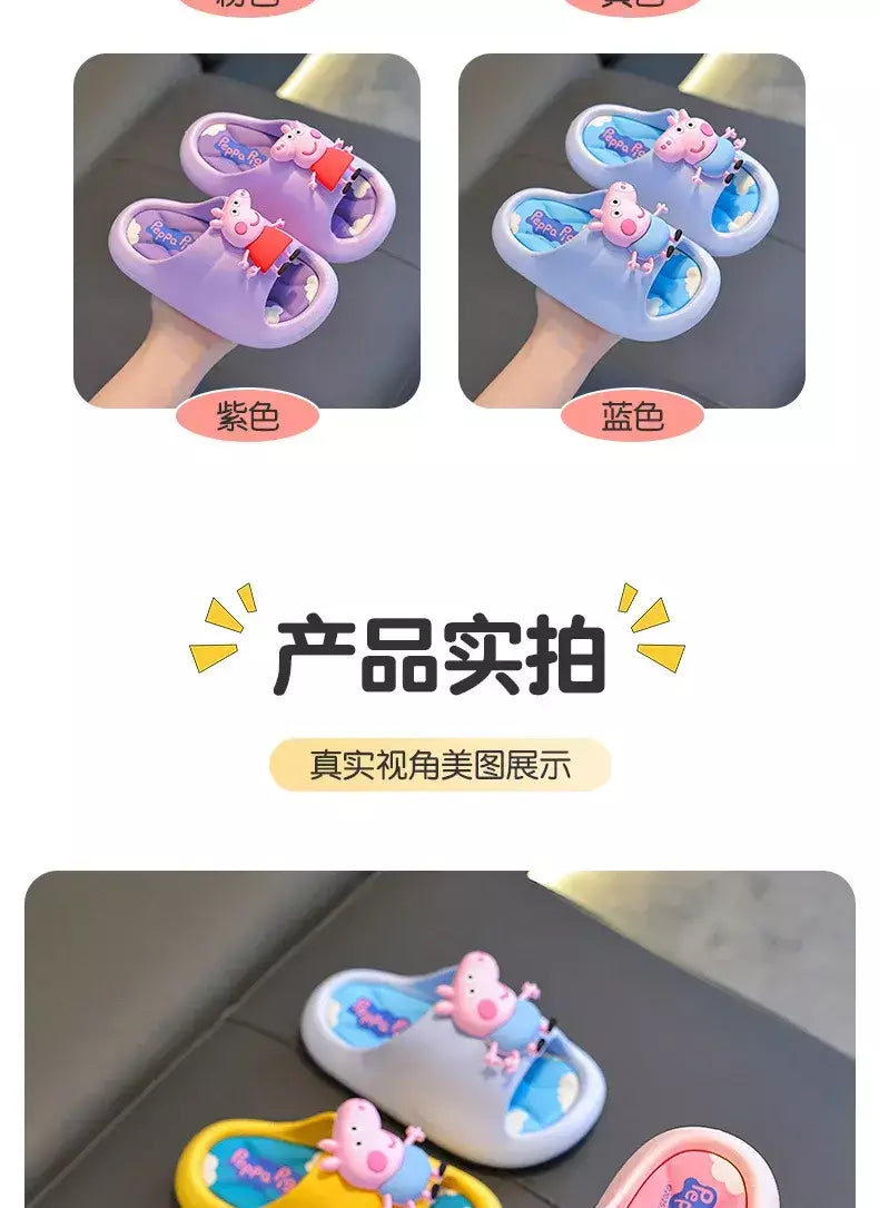Peppa Pig Sandálias femininas de verão 2025 Novo estilo antiderrapante chinelos de banho internos para crianças em casa
