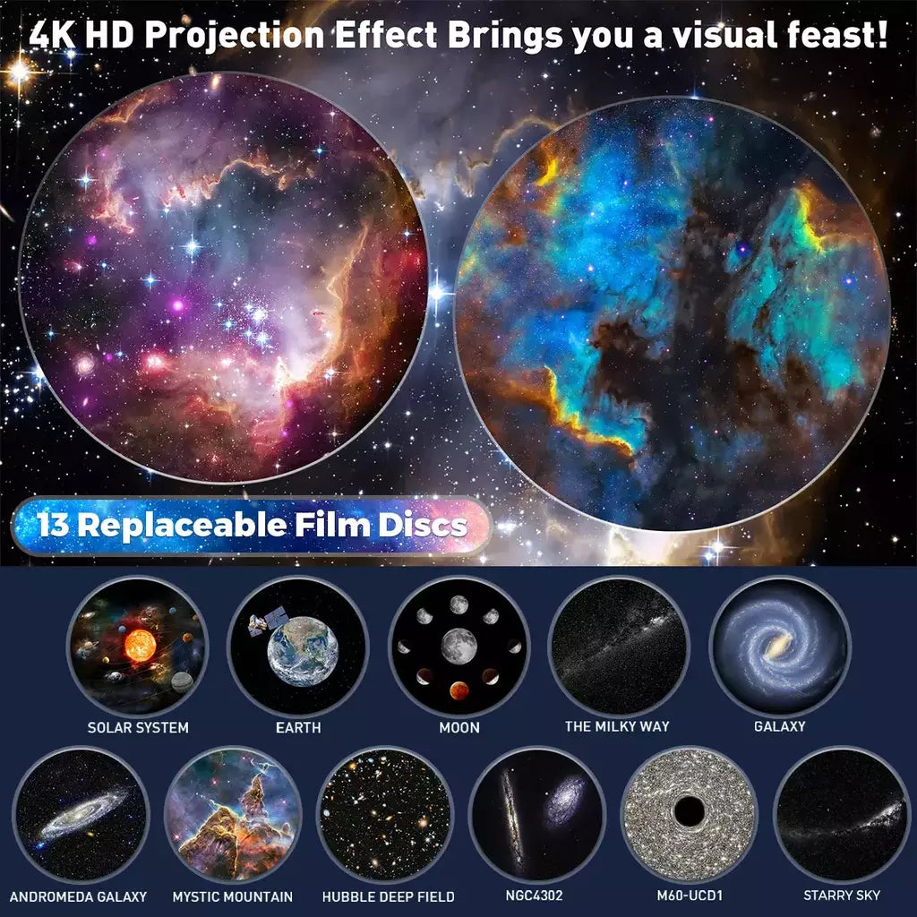 Projetor Starry Sky Night Light, projetor Galaxy planetário para quarto, projetor Aurora para crianças e adultos, 13 em 1