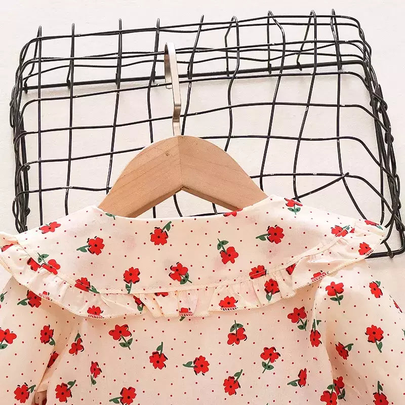 Outono novas meninas recém-nascidas vestido de manga longa dos desenhos animados fragmentado flor lapela bebê vestido de princesa flor cinta vestido