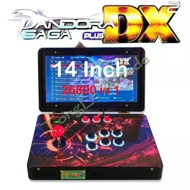 14-Polegada 3d pandora 26800 em 1 console dobrável portátil dx máquina de jogo 6 teclas caixa 720p tela hd mini arcade luar para crianças