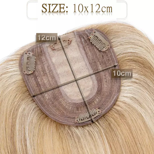 S-noilite 10x12cm toppers de cabelo em linha reta 3.5x9cm base de seda perucas de cabelo clipe em extensões de cabelo marrom cabelo humano para mulher