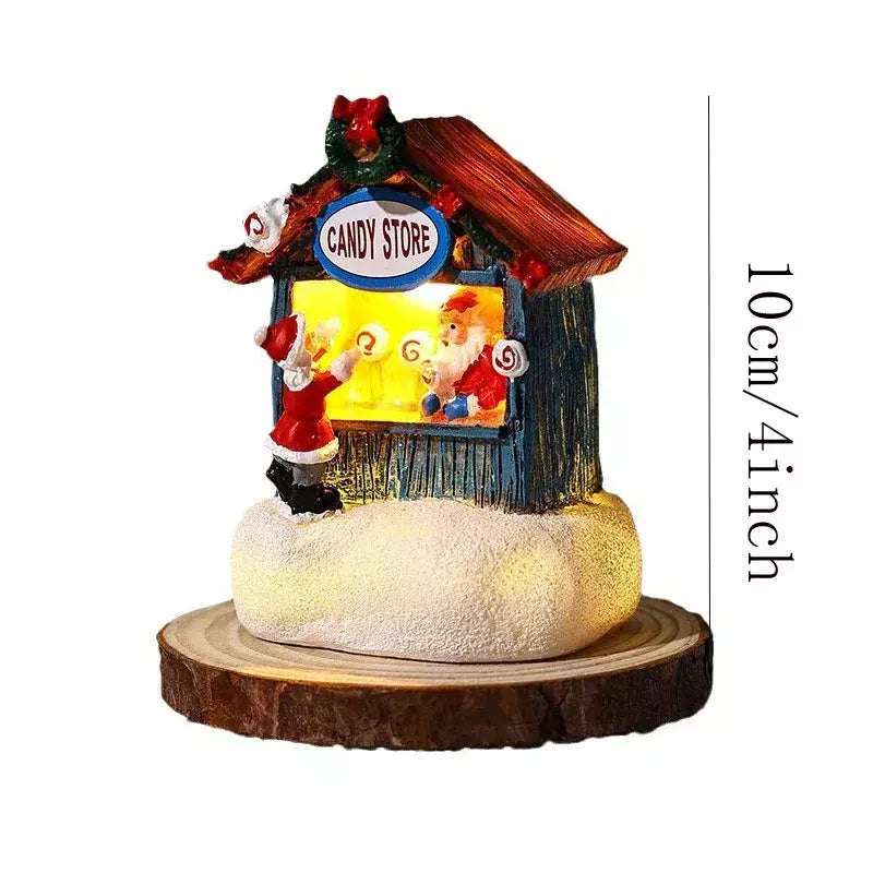 Presente de natal decoração para casa resina led micro-paisagem papai noel casa artesanato ornamento mais novo chirtmas decoração de mesa