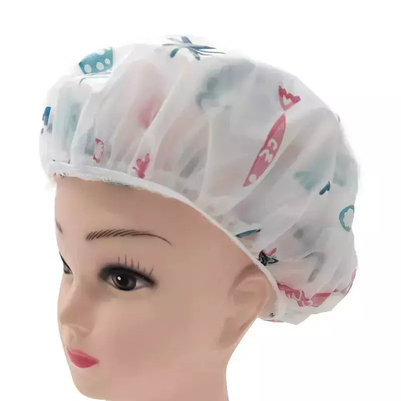 Touca de banho impermeável para mulheres e homens, tampa de cabelo seco, banho, anti-óleo, fumaça, cuidados com os cabelos, casa, 5pcs