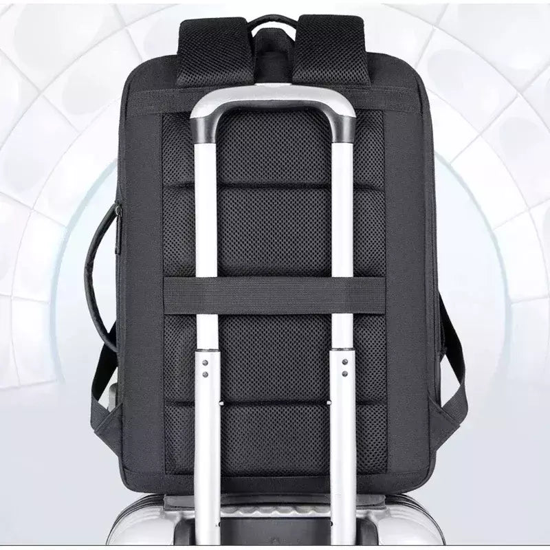 Expansível Mochila Laptop Impermeável, Bolsa de Negócios Masculina, Mochilas de Trabalho Multifuncionais, Saco Preto para Notebook, 16 17 "Carregamento