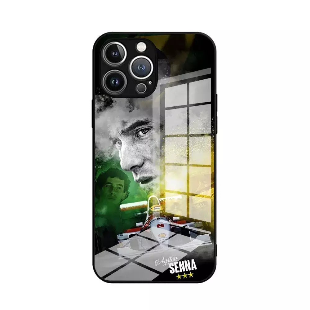 Ayrton Senna F1 Capa de telefone para iPhone 16 16e 15 14 13 12 Mini 11 Pro XS Max XR X SE 2022 8 7 Plus Moldura de silicone macio de vidro